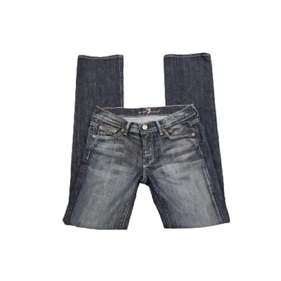 7 For All Mankind Mid-Rise Ripped Knees Straight Jeans - Picture 6 of 6